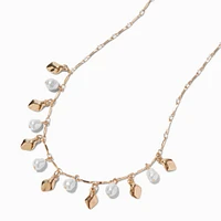Gold-tone Pearl Dangle Necklace