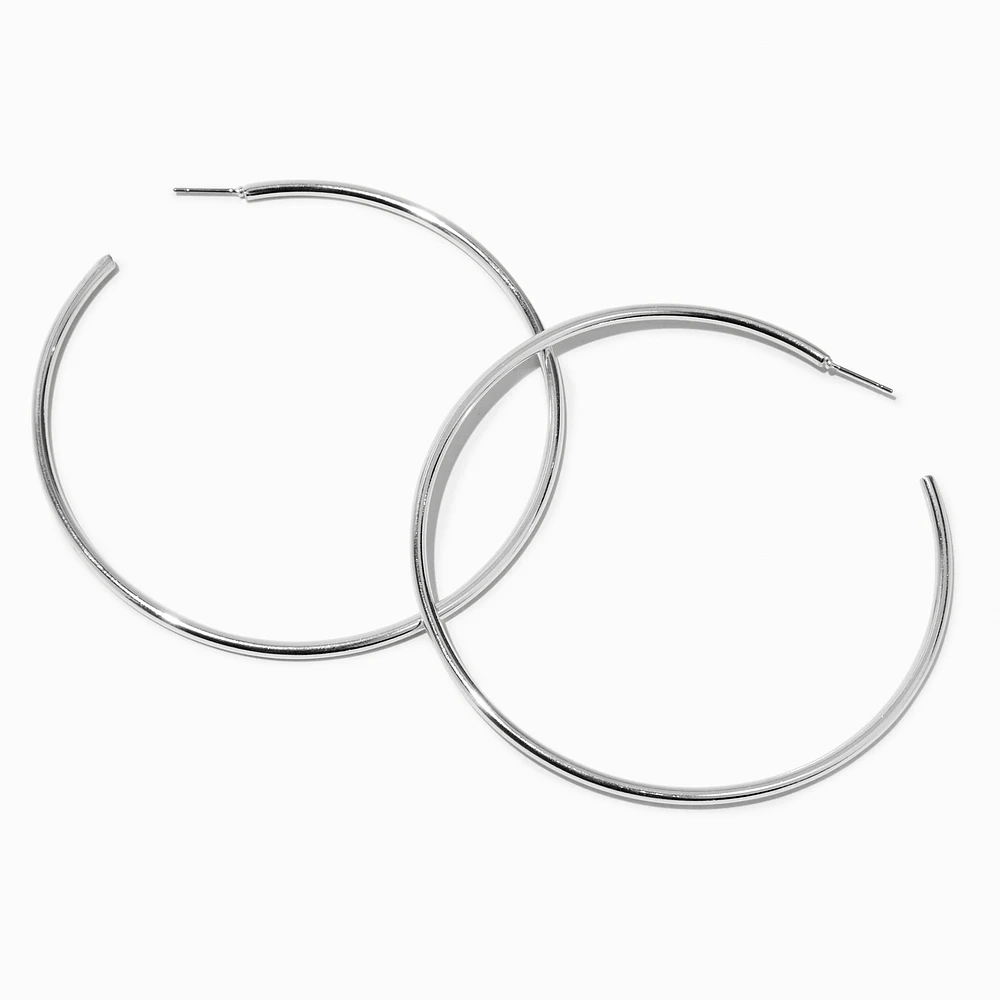 Silver-tone 80mm Tubular Hoop Earrings