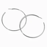 Silver-tone 80mm Tubular Hoop Earrings