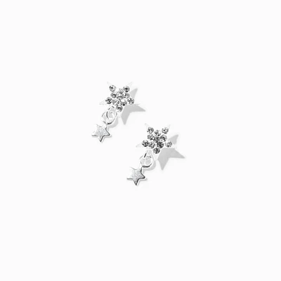 C LUXE by Claire's Sterling Silver Crystal Star Dangler Stud Earrings