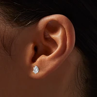 Silver-tone Cubic Zirconia Round & Teardrop Stud Earrings - 3 Pack 