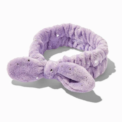 Silver Star Purple Furry Makeup Bow Headwrap