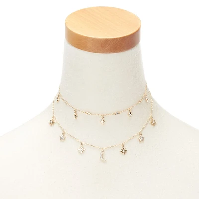 Gold-tone Celestial Multi-Strand Necklace
