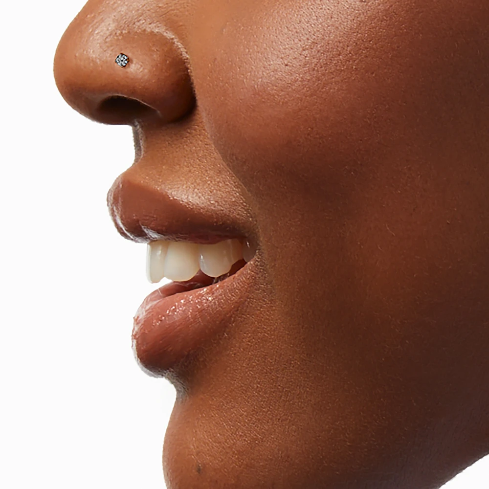 20G Silver-tone Titanium Cubic Zirconia Nose Stud