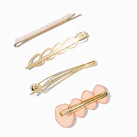 Pink Stone & Pearl Hair Pins - 4 Pack