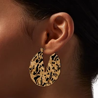 Gold-tone Crinkle V Hoop Earrings