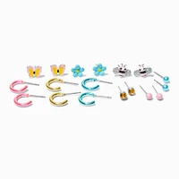 Pastel Spring Mixed Stud & Hoop Earrings - 9 Pack