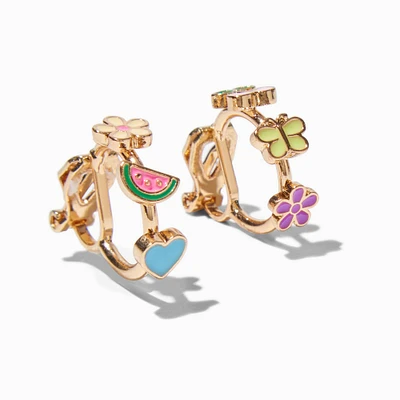 Summer Motif Clip-On Hoop Earrings