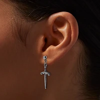 Silver-tone Dagger Drop Earrings