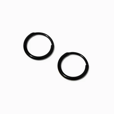C LUXE by Claire's Black Titanium 8mm Clicker Hoop Earrings