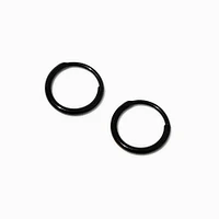 C LUXE by Claire's Black Titanium 8mm Clicker Hoop Earrings