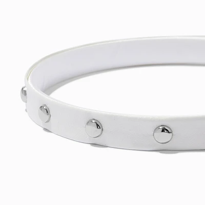 Studded White Faux Leather Headband
