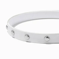 Studded White Faux Leather Headband