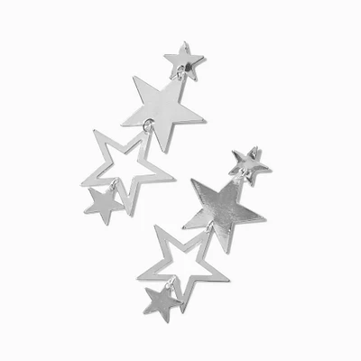 Silver-tone Star Linear Drop Earrings