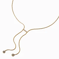 Gold-tone Bezel Cubic Zirconia Y-Neck Necklace 