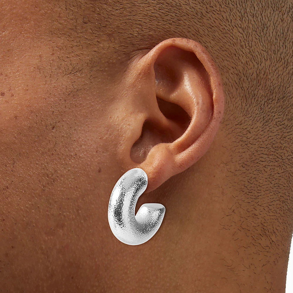 Silver-tone Thick Foil Hoop Earrings