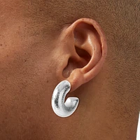 Silver-tone Thick Foil Hoop Earrings