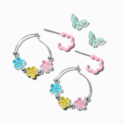 Pastel Spring Mixed Stud & Hoop Earrings - 3 Pack