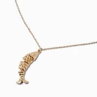 Gold-tone Articulated Fish Pendant Necklace