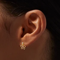 C LUXE by Claire's Gold-tone Sterling Silver Cubic Zirconia Pink Flower Drop Earrings