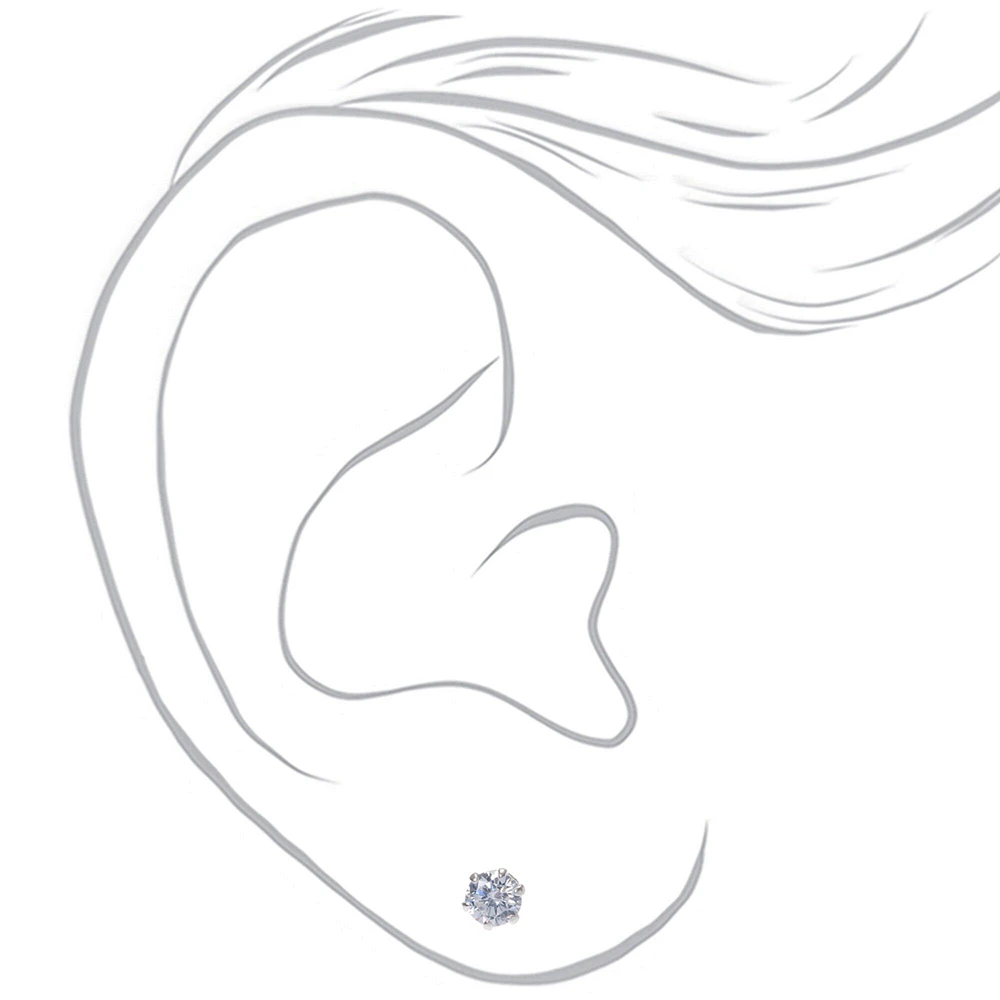 C LUXE by Claire's Sterling Silver Cubic Zirconia 4mm Round Stud Earrings