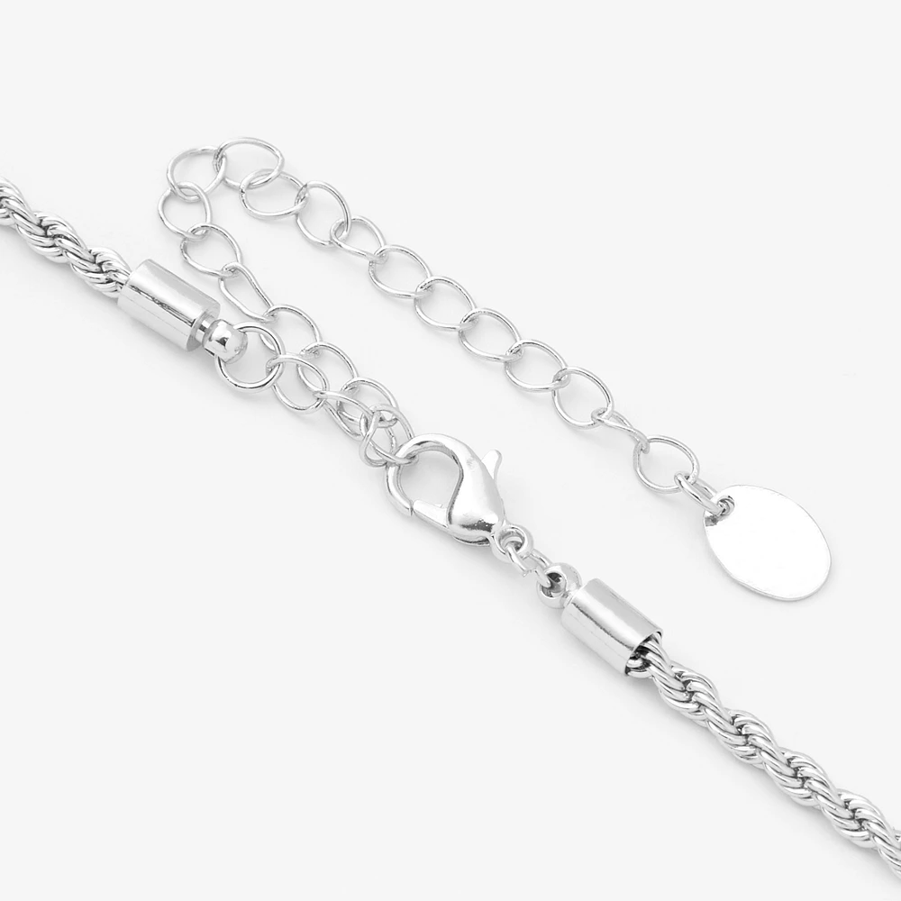 Silver-tone 2mm Thin Twisted Rope Chain Necklace