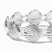 Silver-tone Shell & Pearl Stretch Bracelet