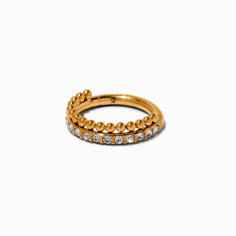 16G Gold-tone Titanium Crystals & Balls Nose Hoop