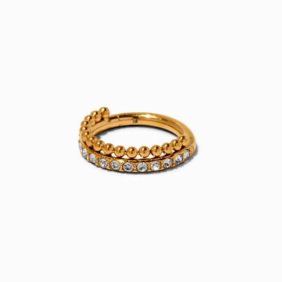 16G Gold-tone Titanium Crystals & Balls Nose Hoop