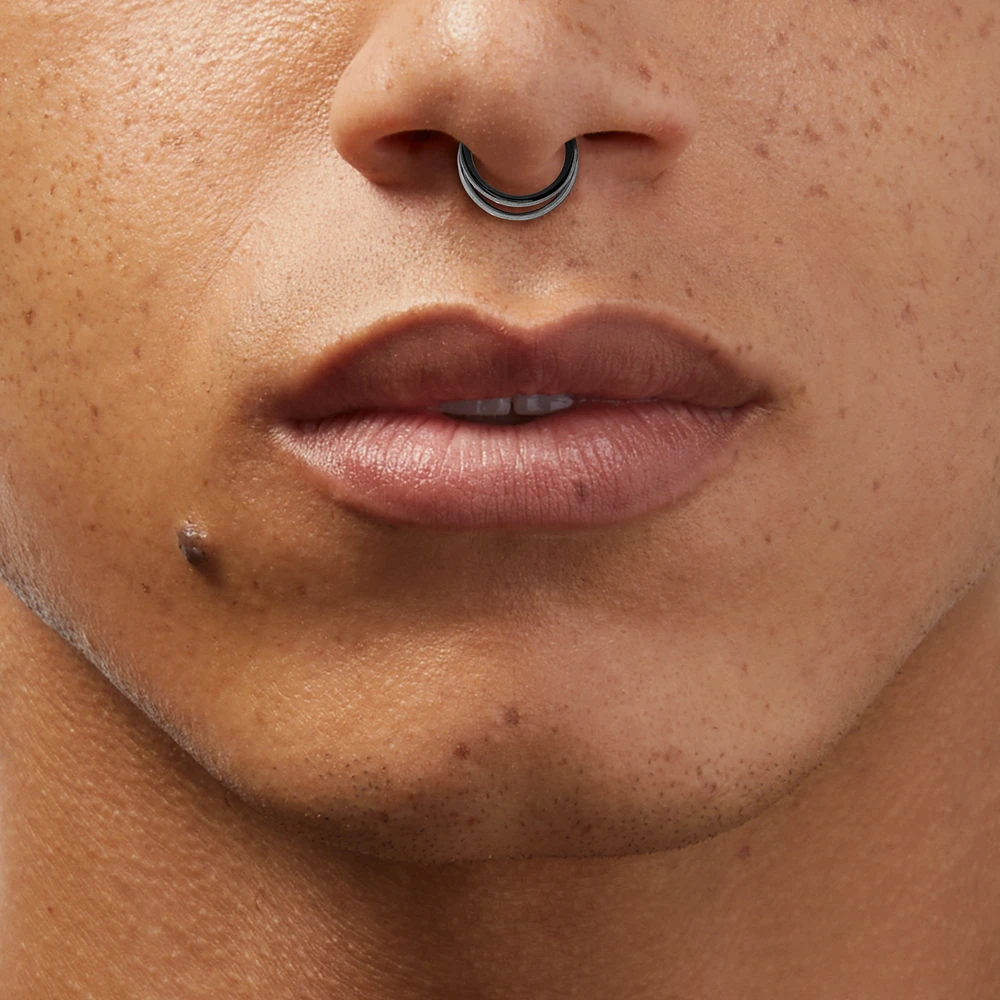 18G Silver-tone Titanium Double Row Nose Ring