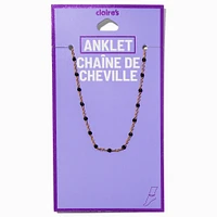 Gold-tone Black Beaded Stationed Chain Anklet