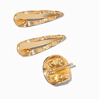 Gold-tone Hammered Hair Cuff Clips - 3 Pack