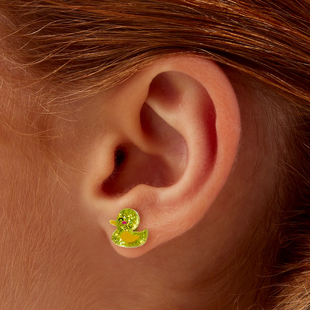 Yellow Rubber Duck Acrylic Stud Earrings 