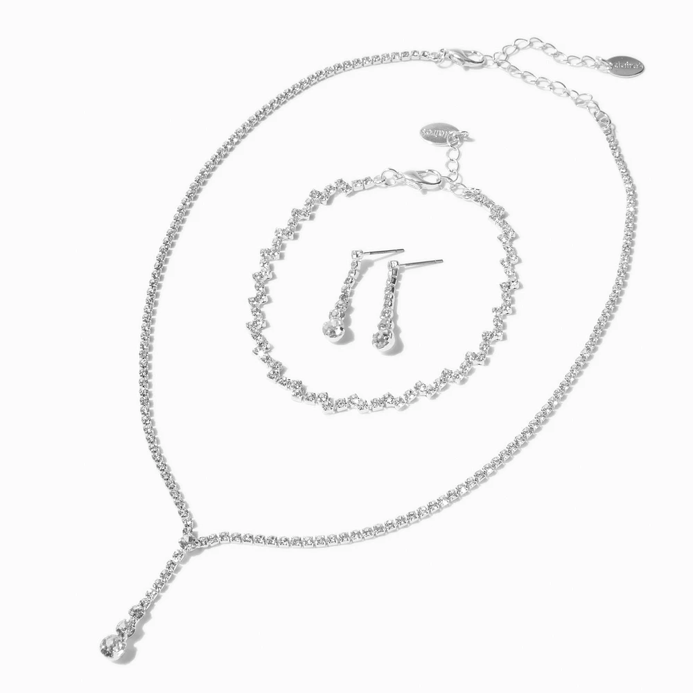 Silver-tone Delicate Teardrop Y-Neck Jewelry Set - 3 Pack