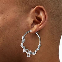 Silver-tone Snake Large Hoop Earrings