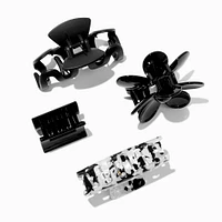 Black Flower Multi Hair Claw Set - 4 Pack 