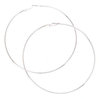 Silver-tone 100mm Hoop Earrings