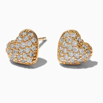 C LUXE by Claire's 18kt Gold Plated Cubic Zirconia Puffy Heart Stud Earrings