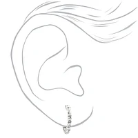 C LUXE by Claire's Sterling Silver 12mm Crystal Embellished Hoop Earrings