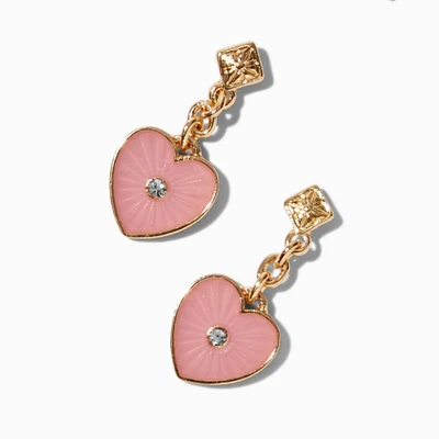 Blush Pink Heart Micro Drop Earrings