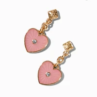 Blush Pink Heart Micro Drop Earrings