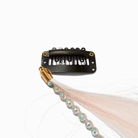 Pink Rhinestone Faux Hair Clip In Extensions - 2 Pack