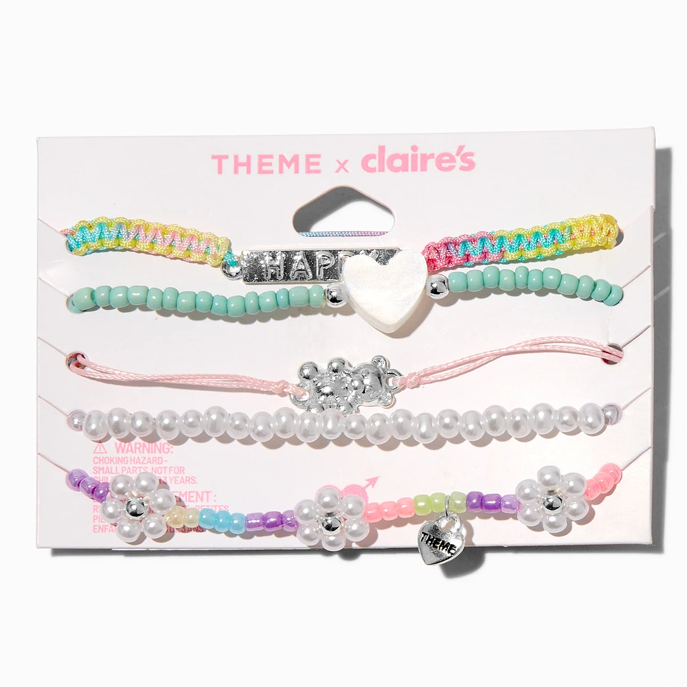 T H E M E x Claire's ''Happy'' Beaded Bracelet Set - 5 Pack