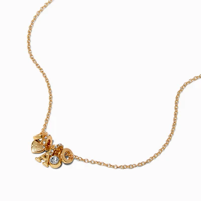 Gold-tone Initial Charm Stackable Pendant Necklace - A