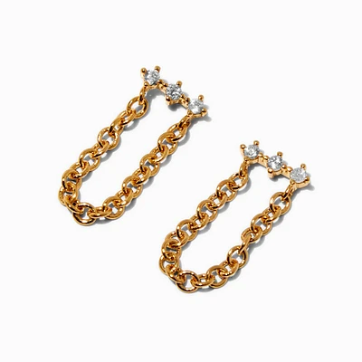 C LUXE by Claire's 18kt Gold Plated Cubic Zirconia Mini Chain Drop Earrings