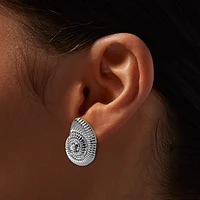 Silver-tone Pearl Conch Shell Stud Earrings