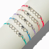 Best Friends Open Heart Adjustable Bracelets - 5 Pack