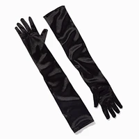 Black Satin Long Gloves