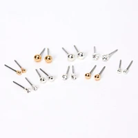 Mixed Metal Graduated Crystal Ball Stud Earrings - 9 Pack