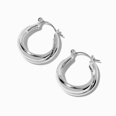 Silver-tone Criss-Cross Hoop Earrings